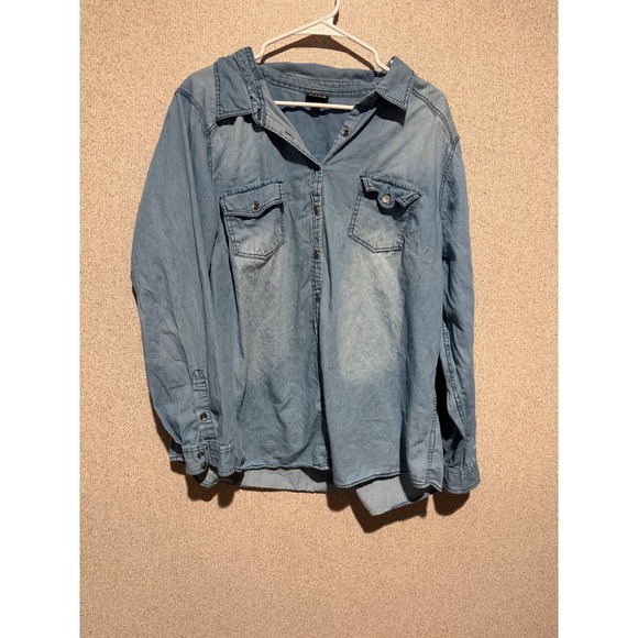 torrid Tops - Torrid Womens Light Wash Denim Button Down Shirt Long Sleeve Plus Size 3 3X
